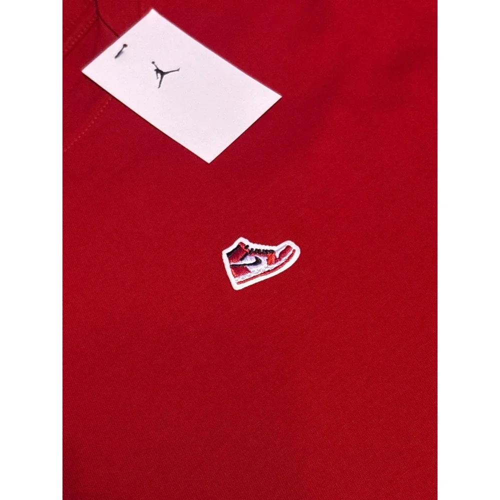 NEW Jordan Sneaker Patch T-Shirt Gym Red AJ1 HJ2326-687 Men's XL